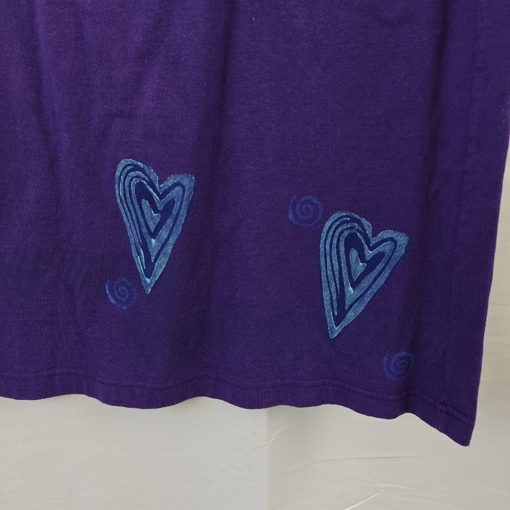 VTG Blue Fish Purple Maxi Skirt Boho Blue Heart Printed Cotton Size 0 - Picture 3 of 10